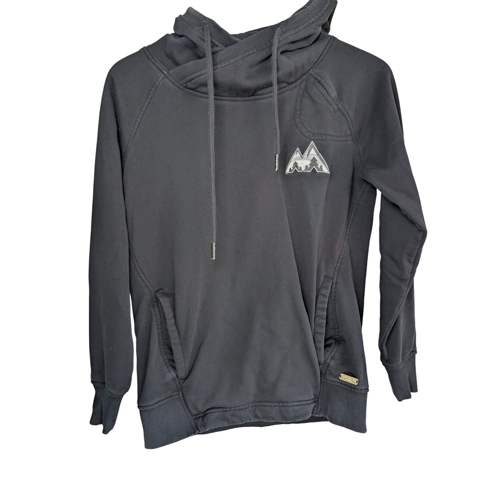 LEVELWEAR Mountain Crossover Hoodie Womens XS Black Cotton Blend Gorpcore